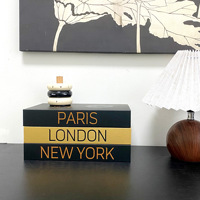 Boîte rigide décorative de luxe en carton doré avec logo personnalisé, en forme de livre, faux livre décoratif creux, pour table basse ou étagère, coffret cadeau rigide.