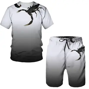 OEM Custom Logo Men Shorts Casual Suit Men Fashion Scorpion Print Short-Sleeved Hip-Hop T-shirt 3D Printed Shorts 2 Piece Set