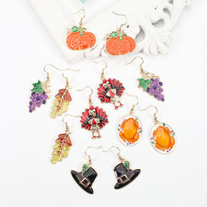 2023 Nieuwe Thanksgiving Dag Oorbellen Voor Vrouwen Meisjes Mode Sieraden Thanksgiving Paddenstoel Esdoornblad Kalkoen Corn Fall Oorbellen - Product Image 6