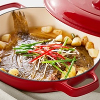 Marmite en fonte émaillée à double anse, pour fruits de mer, ragoût, fondue, usage domestique, antiadhésive, pour soupe, cadeau
