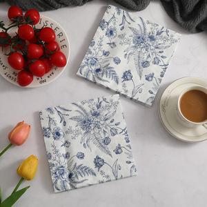 Serviettes imprimées, vaisselle à thème végétal pour fêtes transfrontalières, serviettes carrées décoratives, serviettes en papier jetables à motifs floraux - Product Image 2