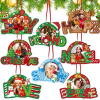 Marco de Fotos Navideño Colgante, Adornos de Madera para Árbol de Navidad, Decoración con Marco para Fotos, Recuerdo Familiar para las Fiestas