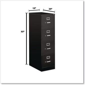 Alera Economy Vertical <b>File</b> Cabinet 4 Black Letter-Size Drawers 15\" X 25\" X 52\" - Product Image 3