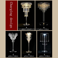 Vase à fleurs moderne doré pour centre de table, support lumineux LED pour mariage avec cristaux acryliques flexibles pour réception