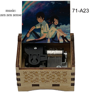 Boîte à musique en bois à remonter à 18 notes, anime Your Name Kimi No Na Wa <span class=keywords><strong>Zen</strong></span> <span class=keywords><strong>Zen</strong></span> <span class=keywords><strong>Zense</strong></span>, mouvement de boîte à musique, mélodie, fans, amis, cadeau vintage - Product Image 3