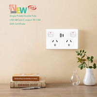 Prise murale double USB noire avec certificat SAA australien, prise GPO 10A avec chargeur USB-A et Type-C 5V 3.6A
