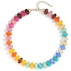 Collar llamativo para mujer, joyería de moda en capas, regalo, collar de cuentas de resina coloridas, estilo bohemio - Product Image 5