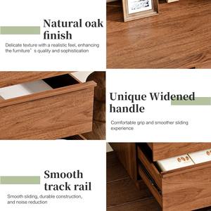 <span class=keywords><strong>Commode</strong></span> à <span class=keywords><strong>6</strong></span> <span class=keywords><strong>tiroirs</strong></span> cannelée de style Mid-Century en bois, meuble de rangement large pour chambre et salon - Product Image 4