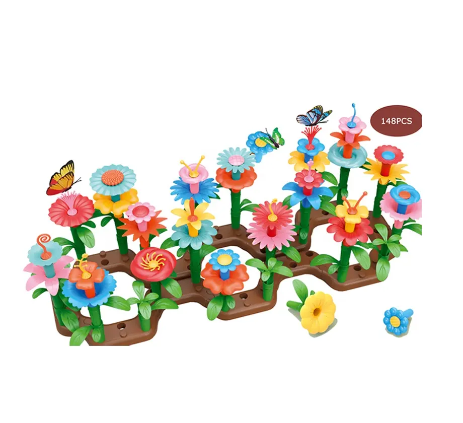 Juguetes de bloques para niñas, montaje de flores, juego de desmontar, juguetes apilables, juegos de jardín de flores de mariposa DIY, juguetes de construcción