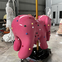 Grande sculpture d'éléphant en fibre de verre personnalisée pour l'extérieur Carrousel Elephant Model Prop Poly Resin Animal Statue Decoration