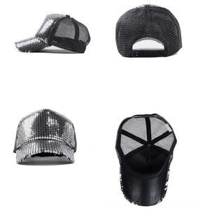 Tùy Chỉnh <span class=keywords><strong>Sequin</strong></span> Đen Đỏ Xanh Trucker Hat <span class=keywords><strong>Cap</strong></span> - Product Image 5