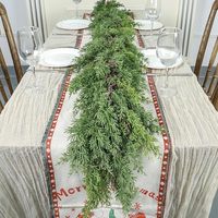 Weihnachtskranz aus Zypressen-Rattan mit Echtem Holz-Look, Grüner Plastik-Kranz für Esstisch, Kamin, Veranda, Weihnachtsdekoration