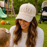 Casquette de baseball Dymf Sporty Street Style Common 5 panneaux avec logo MAMA brodé en 3D pour hommes et femmes, imprimé léopard, bicolore