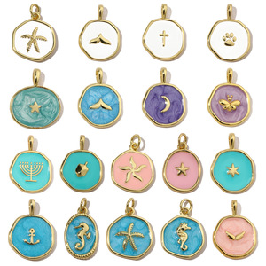 Fashion Ocean <strong>Cross</strong> Diy Jewelry Accessories 18k <strong>Gold</strong> Plated Star Crescent Seahorse Cat Claw Necklace <strong>Pendant</strong> - Product Image 2