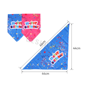 Bandana-collier imprimé <span class=keywords><strong>Joyeux</strong></span> <span class=keywords><strong>Anniversaire</strong></span> pour animaux de compagnie, style fantaisie, en tissu vierge pour chiens, toutes saisons - Hiver, Printemps, Été, Automne - Product Image 2