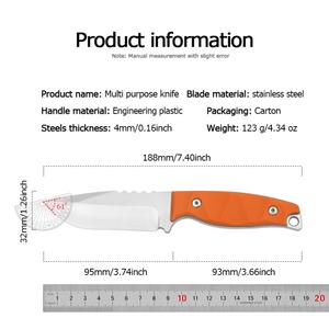Cuchillo Táctico de Supervivencia Profesional para Bricolaje, con Brújula, Funda de Cuero, Acero Inoxidable y Plástico, para Camping y Caza al Aire Libre - Product Image 6