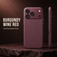 Étui magnétique rouge bordeaux 600D pour iPhone 18 Pro iPhone 18 Pro Max, étui de protection pour téléphone fin en fibre d'aramide antichoc