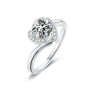 Hati 6.5mm 1 karat wanita MOISSANITE batu cincin perak Kelas D VVS1 hati dan panah potong gra cincin bersertifikat untuk pemakaian sehari-hari