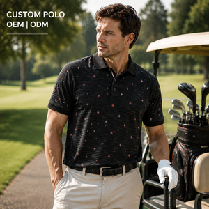 Polo de Golf Negro Personalizado Premium para Hombre, Bordado, de Alto Rendimiento, Absorbente de Humedad, Marca Privada, Ropa Corporativa OEM - Product Image 1