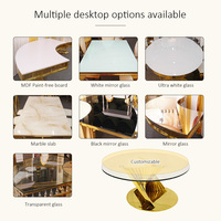 Ensemble de table à manger moderne de luxe en acier inoxydable doré avec plateau en verre trempé pour mariage, salon, hôtel, salle de banquet, vente en gros