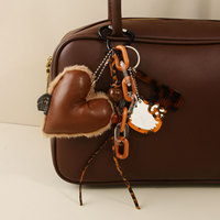 Nouveauté : Porte-clés Sac Cœur en Peluche Imprimé Léopard – Accessoire de Mode Universel Décoratif