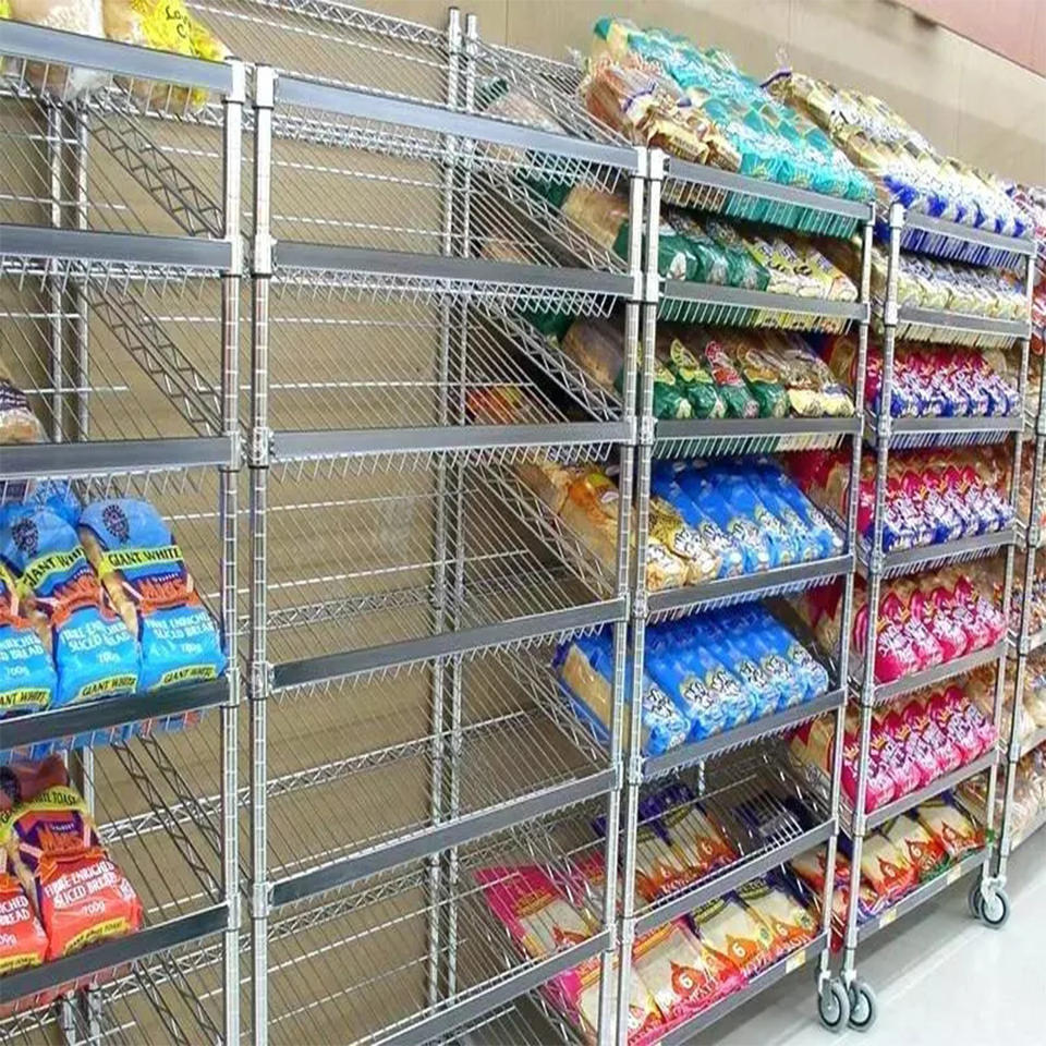 5-Tier Heavy Duty Slanted Wire Shelving Rack SUS304 Stainless Steel ...