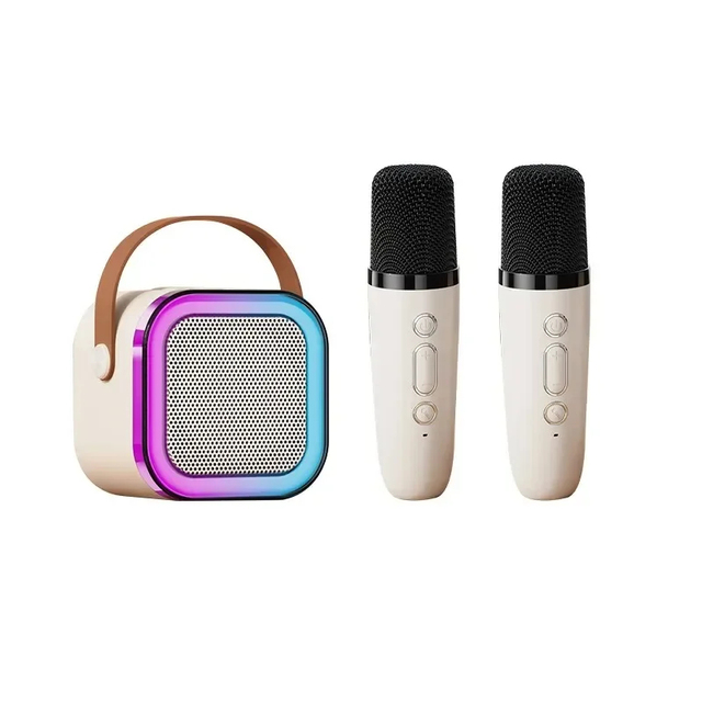 K12 Wireless Karaoke Speaker Dual Microphone Speaker 5W K Song Speaker With Rgb Light