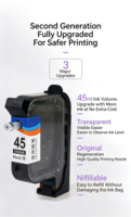 Cartuchos de Tinta Recargables para HP 45, Compatibles con HP Deskjet 9300 / 6122 / 3820 / 1280c / 1180c / 930c / 950c / 990cxi / 895cxi / 870cxi