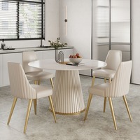 Nouvelle Arrivée 2026 : Ensemble de Salle à Manger Moderne 2 Pièces en Pierre Frittée – Table Ronde et Chaises pour Hôtels, Airbnb et Petits Appartements