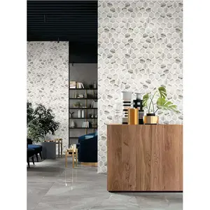 Cararra 백색 Backsplash 육각형 목욕탕 벽 배경을 위한 세라믹 사기그릇 모자이크 285*340mm