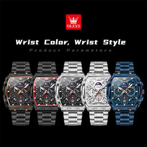   Montre à quartz pour homme avec logo personnalisé OEM, en acier inoxydable, multifonctionnelle, phase lunaire, chronographe, calendrier, luminescente - Product Image 6