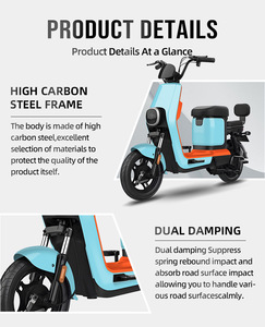 Bicicleta Eléctrica Urbana de Doble Asiento con Asistencia al Pedaleo, 48 <span class=keywords><strong>Voltios</strong></span>, 500w, 50km/h, Scooter Eléctrico con Neumáticos de 14 Pulgadas - Product Image 3