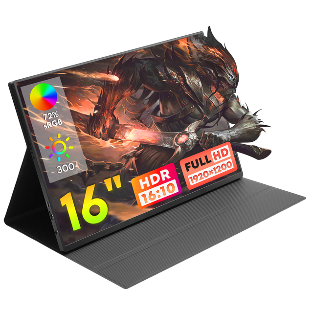 GBOLE 16.1'' Portable Gaming Monitor for Laptop, 1080P FHD IPS Screen with HDR, External Screen for Laptop, PC, PS5.