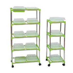 Hydroponic rack MicroGreen planting rack with different layers of plastic seeding tray