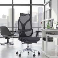 Chaise de bureau de direction ergonomique et réglable à dossier haut en maille moderne, grande et grande, robuste