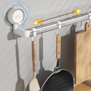 Support <span class=keywords><strong>mural</strong></span> à ventouse avec crochets pour ustensiles de <span class=keywords><strong>cuisine</strong></span> et vaisselle, <span class=keywords><strong>rangement</strong></span> de <span class=keywords><strong>cuisine</strong></span> - Product Image 4