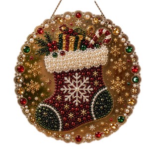 Pendentif rond en acrylique avec peinture diamantée de Noël, ornement suspendu pour la décoration du salon et de la chambre à coucher - Product Image 5