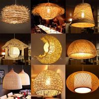 Lustre en bois de rotin et bambou contemporain abat-jour suspendu tissé pour la décoration intérieure lampes suspendues d'intérieur nordiques