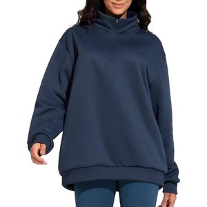 Sweat-shirt en polaire surdimensionné à demi-zip pour femme FOXA, haut de sport à manches longues, respirant, pull-over - Product Image 2