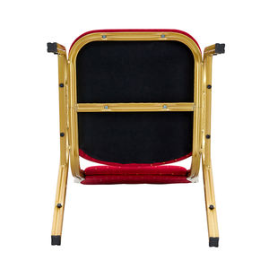 เก้าอี้รับประทานอาหารสำหรับโรงแรมห้องจัดเลี้ยงสีแดงเก้าอี้รับประทานอาหารโลหะซ้อนได้ทันสมัยหรูหราสีดำเลานจ์สำหรับงานเลี้ยงงานแต่งงาน - Product Image 5