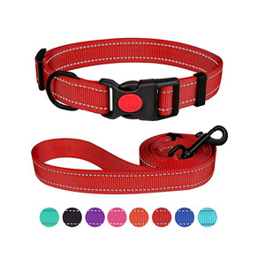 Conjunto de <span class=keywords><strong>collar</strong></span> y correa de perro de nailon de gran oferta de fábrica, <span class=keywords><strong>collar</strong></span> y correa de perro ajustable reflectante con hebilla de bloqueo de seguridad - Product Image 3