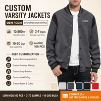 Veste universitaire personnalisée pour homme, veste bomber Letterman, bordure contrastée, boutons pression, vente en gros, OEM, ODM, usine