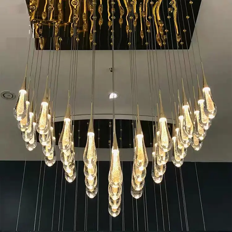 Nordic decorative American style crystal pendant lamps led bubble staircase chandelier lights