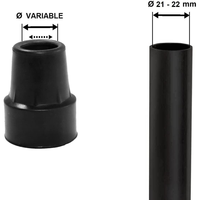 Puntas Antideslizantes de PVC para Muletas 21-22 mm (x4 Unidades) Negras para Muletas y Bastones KMINA K10039