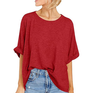 Large Size Tops European and American Round Neck Women's T-<strong>shirt</strong> Bottoming <strong>Shirt</strong> Women's High-end Pullover Short Sleeves - Product Image 6