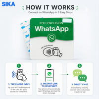 Carte NFC WhatsApp pour avis clients, usage hôtelier, étanche, réinscriptible, puce NTAG215, autocollant en acrylique avec menu personnalisé