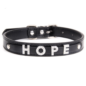 Vente en gros de collier pour animaux de compagnie en cuir PU lettre personnalisée collier pour animaux de compagnie à motif solide pour <span class=keywords><strong>chat</strong></span> <span class=keywords><strong>et</strong></span> chien fournitures - Product Image 1