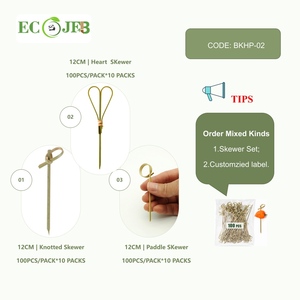 Piques à hamburger en bambou naturel, bâtonnets en bambou noués jetables, brochettes à cocktail pour apéritif, <span class=keywords><strong>olives</strong></span>, fournitures alimentaires pour fêtes - Product Image 3
