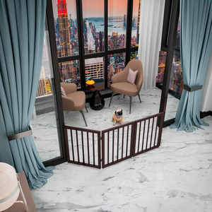 Barrera de madera para perros, plegable, independiente, de 4 paneles, extra ancha, para puertas interiores y escaleras, 24 pulgadas de altura - Product Image 2