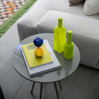 Table basse ronde moderne en verre, plateau en verre trempé avec pieds coniques en métal, table centrale multi-pieds pour salon